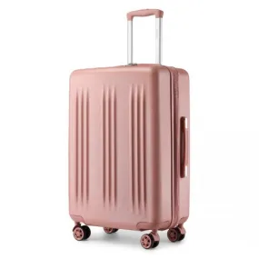 Kono 28" Sleek Striped Check-In Suitcase - Durable ABS PC Luggage with Spinner Wheels & TSA Lock - Nude