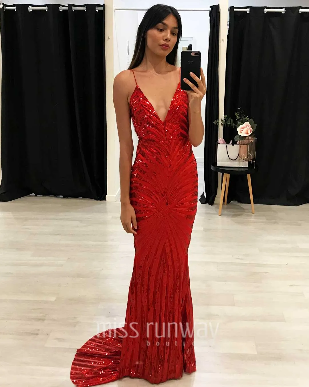 Kourtney Sequin Gown - Red [SAMPLE]