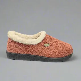 Ladies Fur Trimmed Bedroom Slippers Coral Plumaflex Memory Foam R80021