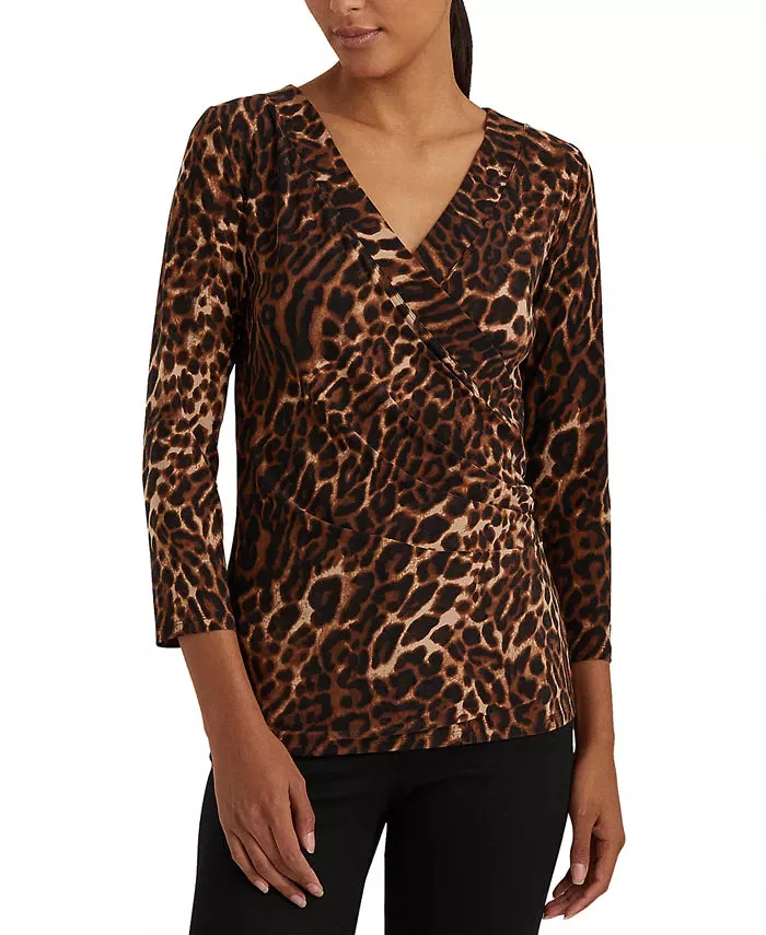 Lauren Ralph Lauren Ocelot-Print Stretch Jersey Top