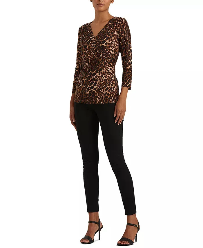 Lauren Ralph Lauren Ocelot-Print Stretch Jersey Top