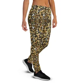 Leopard Animal Print Women's Joggers, Skinny Animal Print Ladies Sweatpants-Made in EU