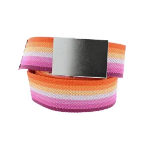 Lesbian Canvas Webbing Belt with Shiny Silver Slider Buckle (Length - 120cm, Width - 3.7cm)