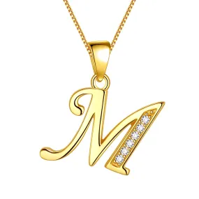 Letter M Initial Necklaces Pendant Women Men Name Jewelry Gift 925 Silver