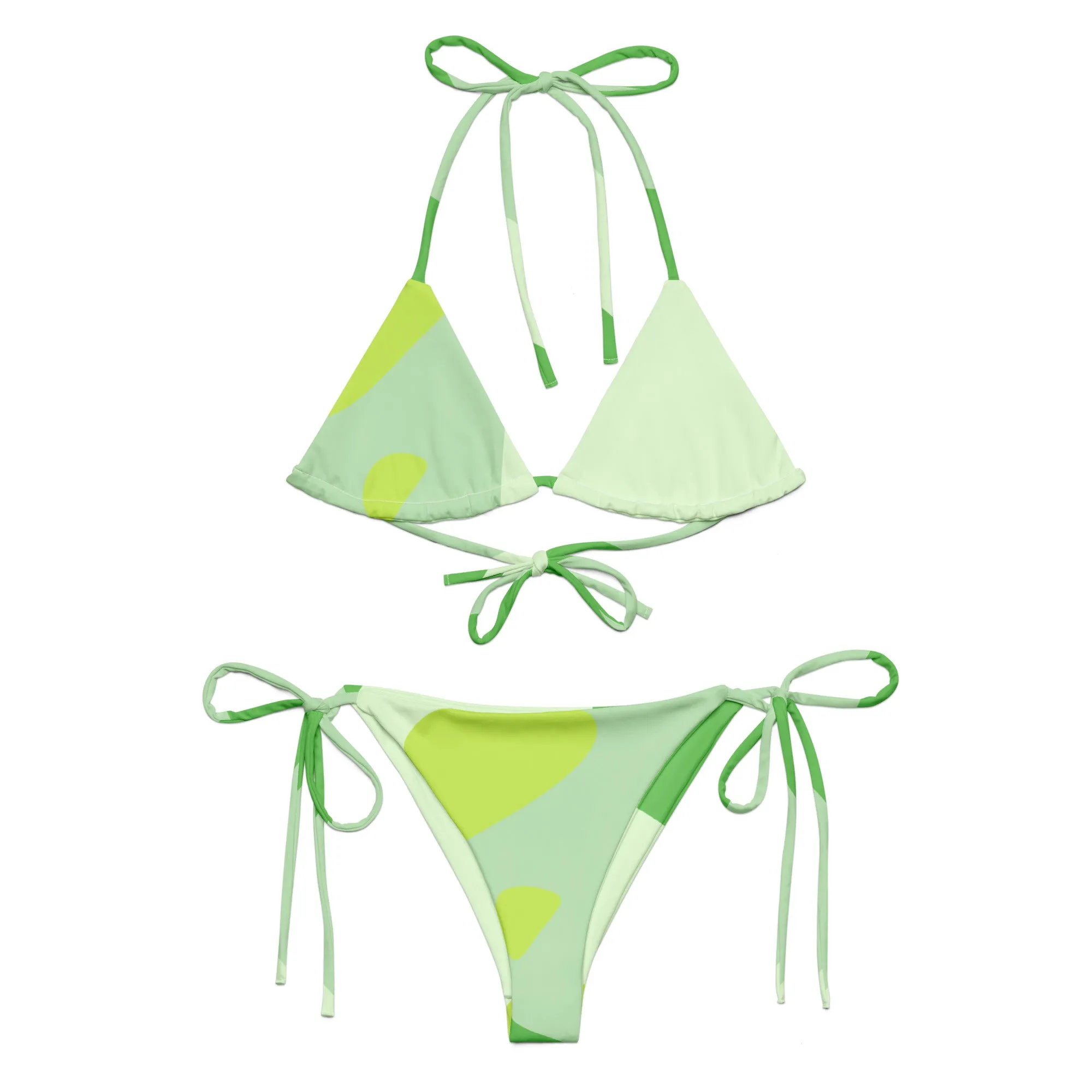 Light Green Pattern String Bikini by Dumbbells and Hotels