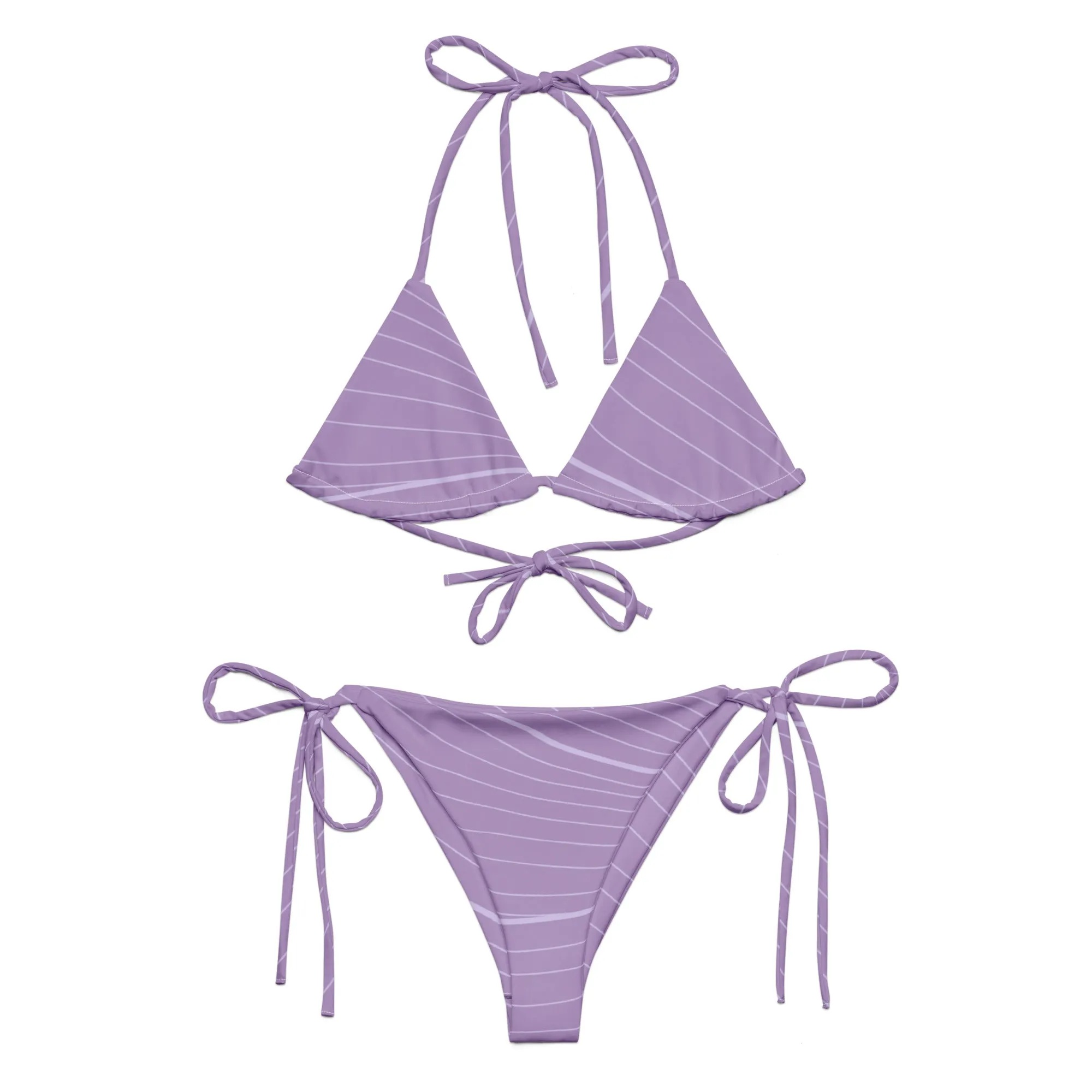 Light Purple with White Pin Stripes String Bikini by Dumbbells and Hotels