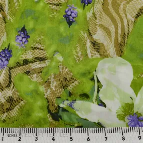 Lime Snakeskin Floral Cotton Print