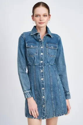 Long Sleeve Denim Shirt Dress