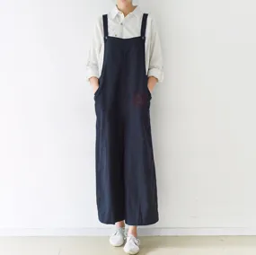 Loose Casual Linen Wide Leg Overalls For Women