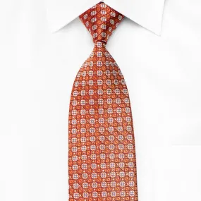 Louis Quatorze Men's Crystal Rhinestone Necktie Trellis On Orange With Silver Sparkles