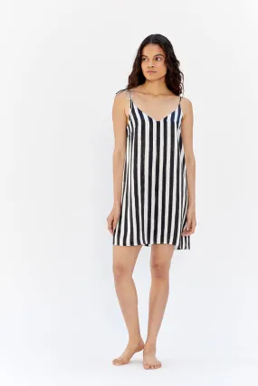 Lucia Black Stripe Silk Nightdress