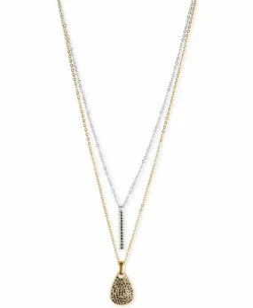 Lucky Brand Two-Tone Pave Bar and Paddle Layered Necklace, 18-1/2   2