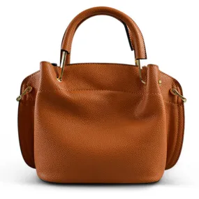 LUCY - Tan Brown Vegan Leather Handbag & Crossbody Bag