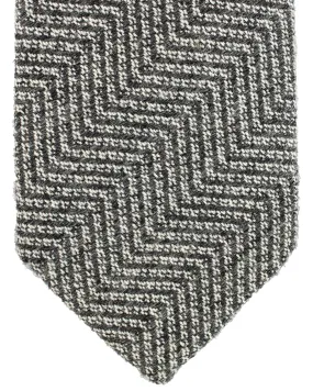 Luigi Borrelli Wool Silk Tie Gray Zig Zag