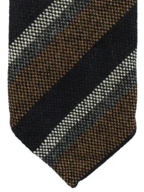 Luigi Borrelli Wool Tie Unlined Gray Brown Stripes