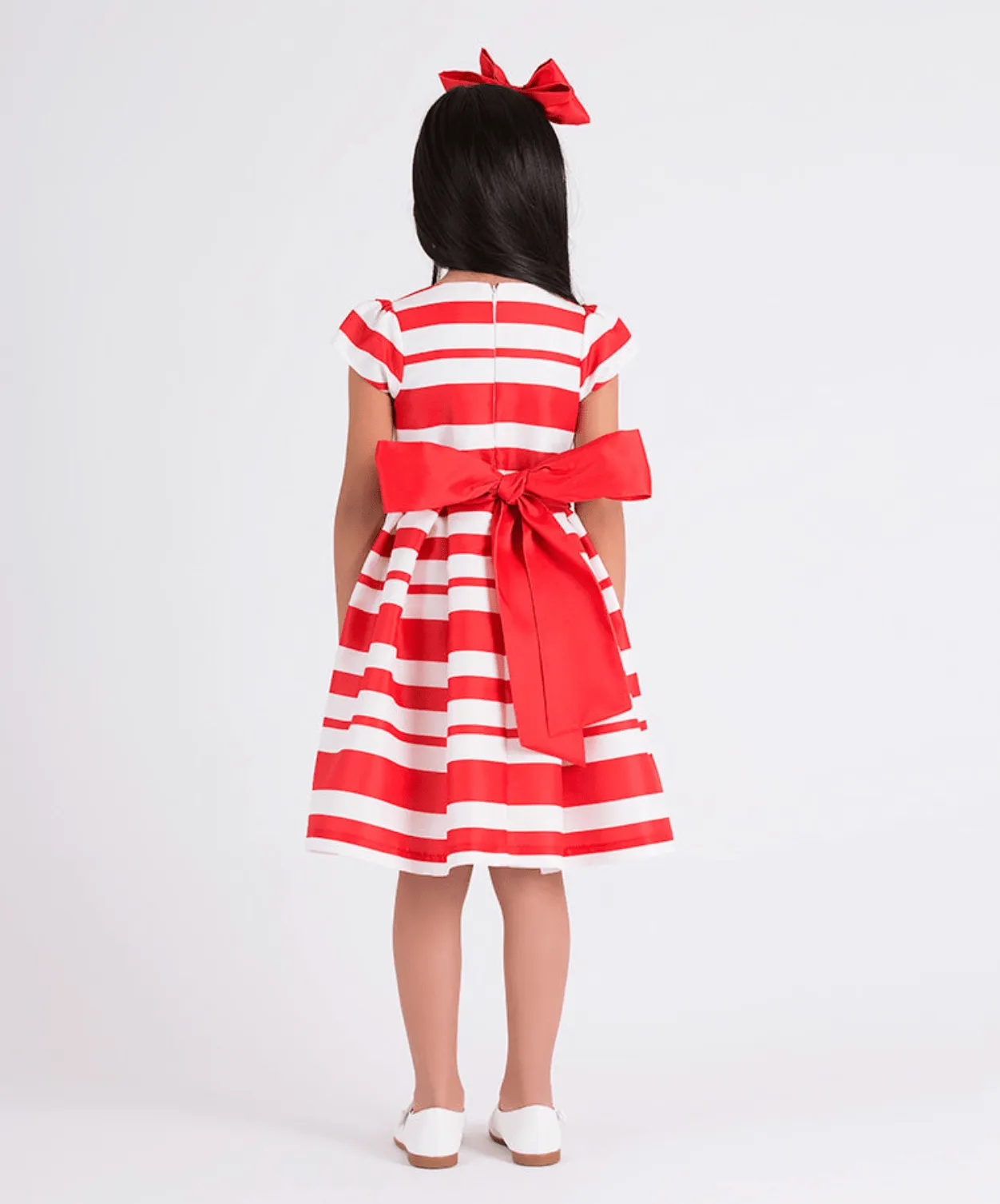 Mama Luma Girls Striped Classic Dress in Red