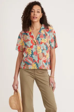 Marine Layer Lucy Short Sleeve Resort Shirt in Hibiscus Floral