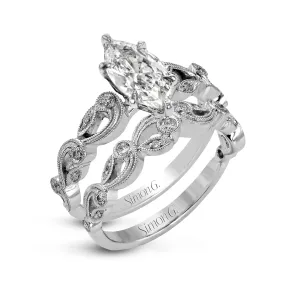 Marquise-cut Trellis Engagement Ring & Matching Wedding Band in 18k Gold with Diamonds