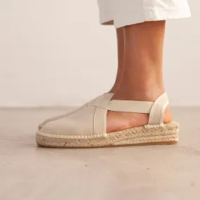 Marseille Eco Canvas Vegan Espadrille Wedges - Beige Tan