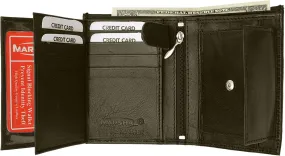 Marshal® Leather Bifold Wallet, Black with Organza Gift Bag