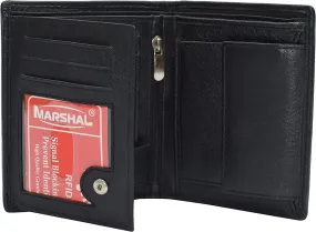 Marshal Men's Genuine Leather Hipster Style Bifold Trifold RFID Blocking Wallet with ID Window