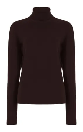 May Knit Turtleneck in Chocolate Merino Wool Cashmere