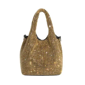 Melie Bianco Thea Small Crystal Top Handle Bag - Antique Gold