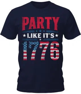 Men's 4th of July Shirt Party Like It's 1776 T-Shirt Patriotic Short Sleeve Premium Graphic Tees