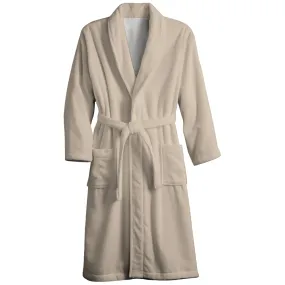 Mens Belt Beige SoliD Color Fleece Lounge Robe