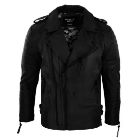 Mens Biker Jacket Cross Zip Black Wine Retro Vintage Tailored Fit Rock Punk