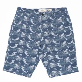 Men's Blue Marine Oriental Print Chino Summer Shorts