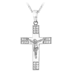 Men's Christian Necklace <br> Diamond Pendant (Platinum)