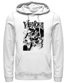 Men's classic marvel comics poster "Venom" Fifth Sun pullover hoodie, white