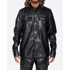 Men's PU Leather Saddler Oversized Shirt