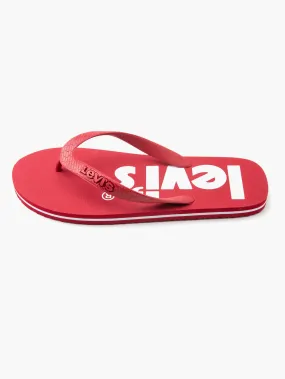 Men's Red Embossed Logo Flip-Flops