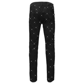 Men's Skinny-Fit Studded Jeans – DJ208 Pure Style Pants with Rhinestones | DJ208