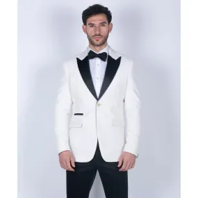 Mens Soft Velvet Ivory Cream 1 Button Dinner Jacket Tuxedo Blazer Smart Casual Fit