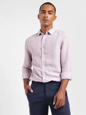 Men's Striped Slim Fit Linen Shirt