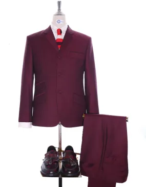 Men's Two Piece Suit - Burgundy Check Suit