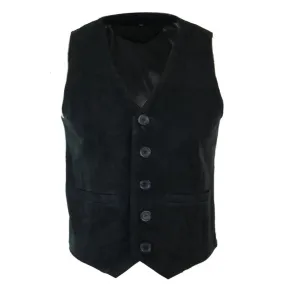 Mens Waistcoat Gilet Real Genuine Suede Leather Retro Vintage Western Vest