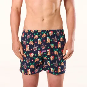 Men's Woofmas Cotton Boxer Shorts - Navy