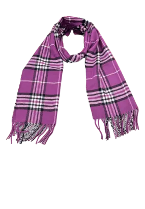 Men's Wool Cashmere Purple Fashion Design Plaid Scarf