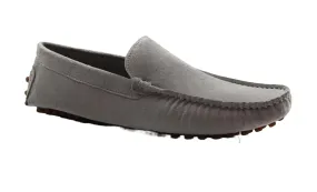 Mens Zasel Summer Slip On Light Grey Suede Boat Shoes