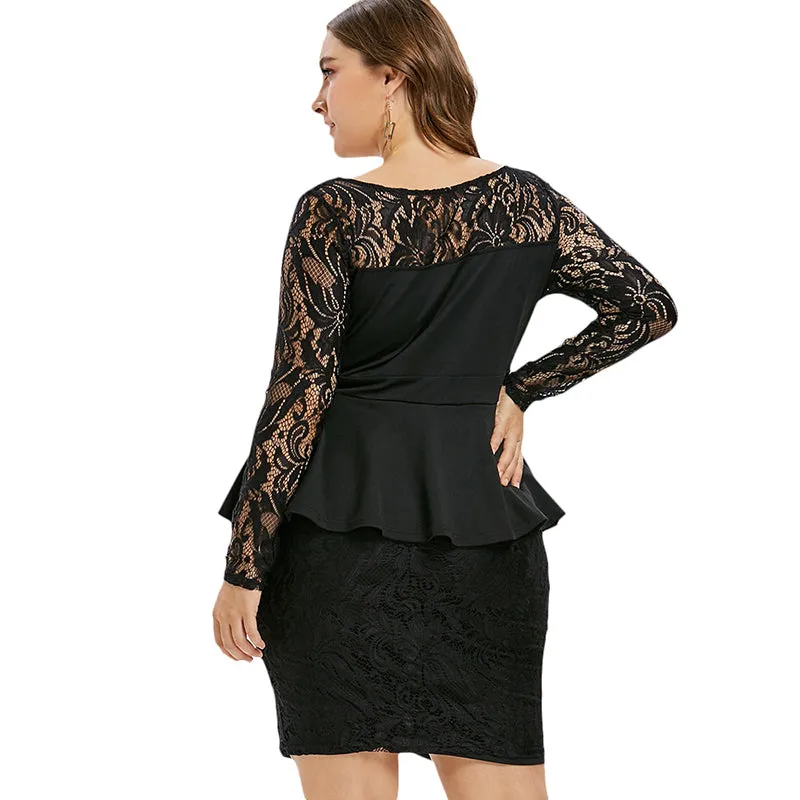 Mesh Peplum Peacil Dresses