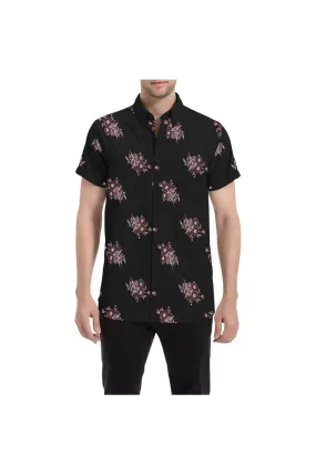 Midnight Black Floral Men's All Over Print Short Sleeve Shirt/Large Size (Model T53)