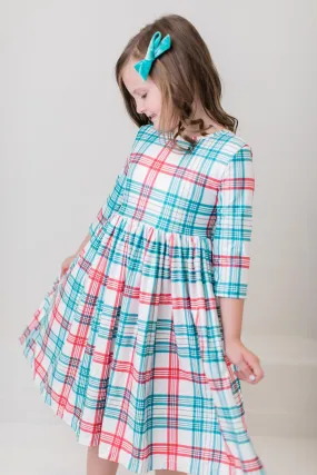 Mila & Rose Holiday Plaid 3/4 Sleeve Twirl Dress