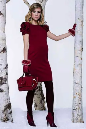 Milano Flower Sleeve Maternity Dress in Stunning Dark Cherry