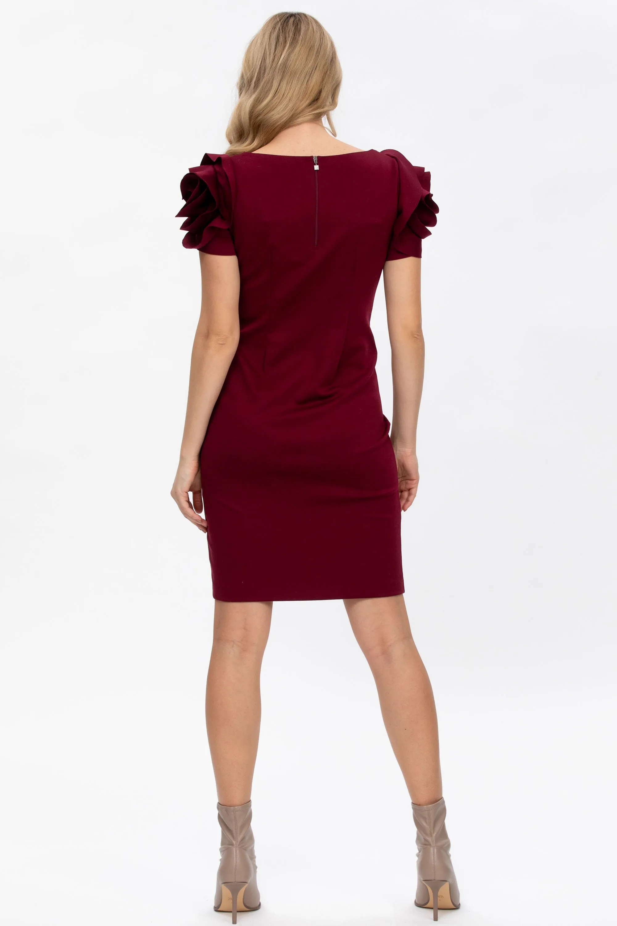 Milano Flower Sleeve Maternity Dress in Stunning Dark Cherry