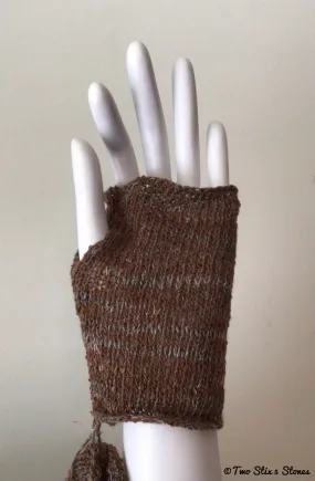 Mini Brown Tweed Fingerless Gloves