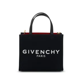 Mini G Tote Shopping Bag in Canvas in Black